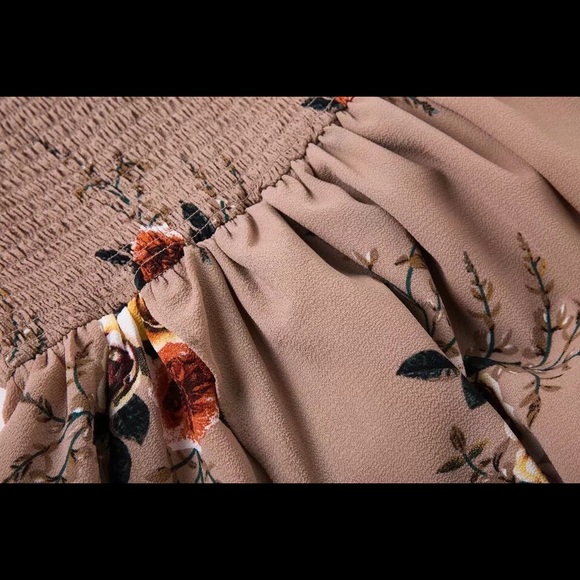 5 🌟 NEW Tan Off Shoulder Floral Boho Maxi Dress - Picture 5 of 6